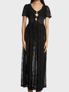 NEW Forest Ink Mesh Spiderweb Wrap Dress XL